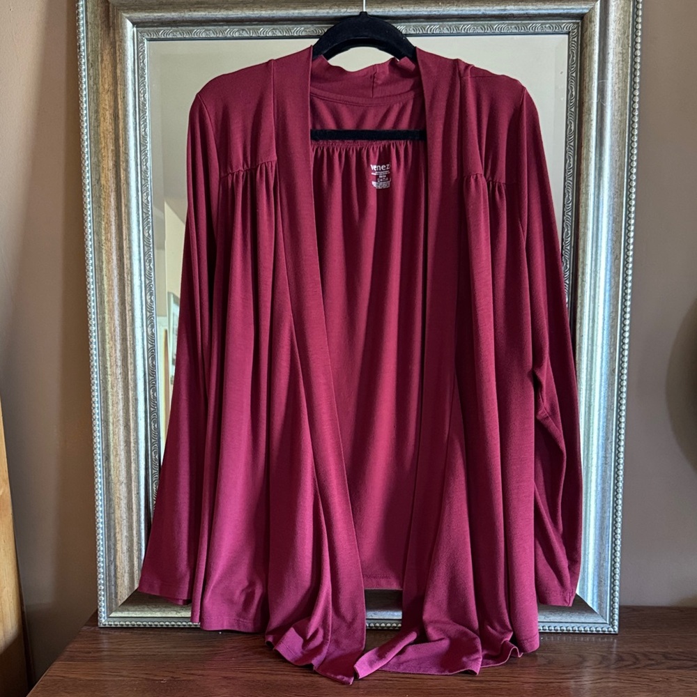 Venezia by Lane Bryant Burgundy Open Front Drape Cardigan size 22/24